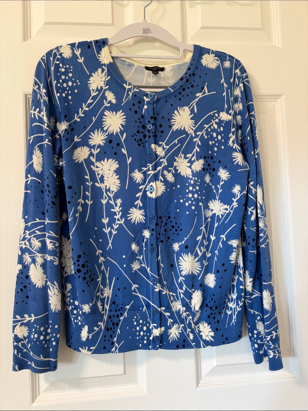 Talbots Blue Floral Button-Front Cardigan, PM